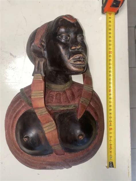 Ancienne Statue Sculpture Buste De Femme Africaine En B Ne Eur