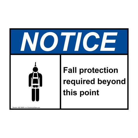 ANSI Fall Protection Required Beyond Sign With Symbol ANE 36465