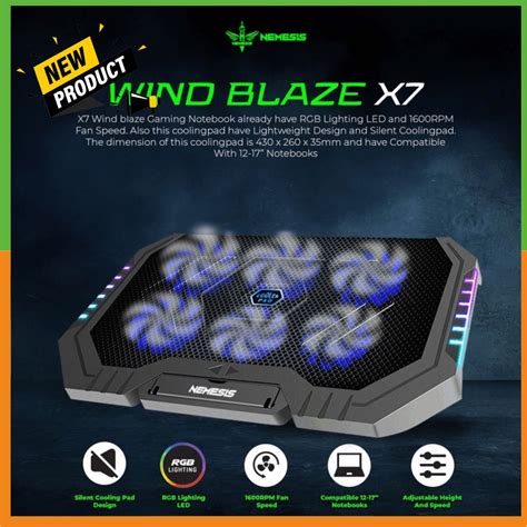 Jual Nyk Cooling Pad Nyk Nemesis X Wind Blaze Fan Rgb Coolingpad