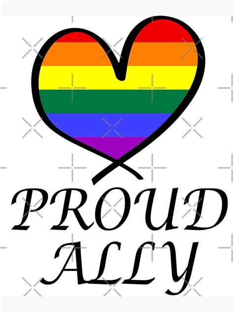 Póster Orgulloso aliado Bandera del arco iris del mes del orgullo gay LGBT de artbypond