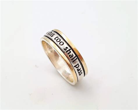 This Too Shall Pass Spinner Ring Gold And Silver Band King Etsy