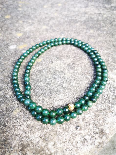 Jadeite Bead Necklace Certified Grade A Jadeite Green Beads Etsy Green Beaded Necklace