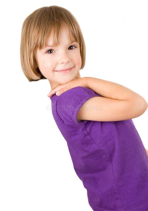 Cute Little Girl Pointing Her Head In Body Parts Learning English Words