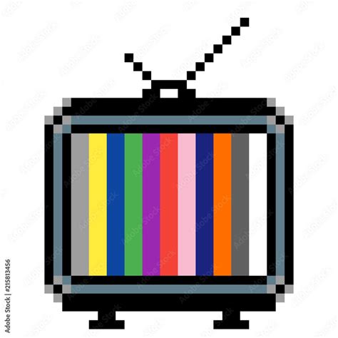 Illustrazione Stock Pixel Art A Retro Vintage Old Analog Tv With An