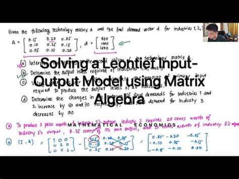 Solving A Leontief Input Output Model Using Matrix Algebra YouTube