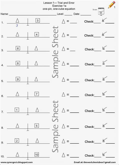 Hands On Equations Worksheet