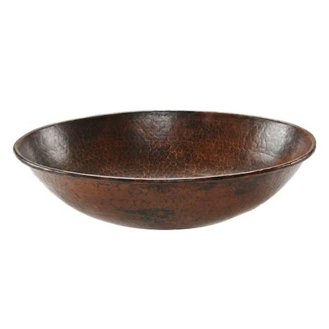 Premier Copper Products Oval Wired Rimmed Hammered Copper Vessel Sink