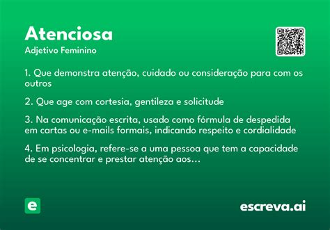 O Que Significa Atenciosa - Atenciosa - Significado e Sinônimo - escreva.ai
