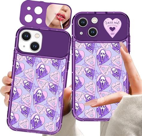 Joysolar For Iphone 14 Plus Case Cute Cartoon Case With Makeup Mirror I14 Plus Phone