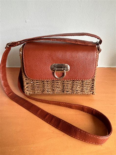 Handmade Rattan And Leather Cross Body Sling Bag Womens Fashion Bags And Wallets Cross Body