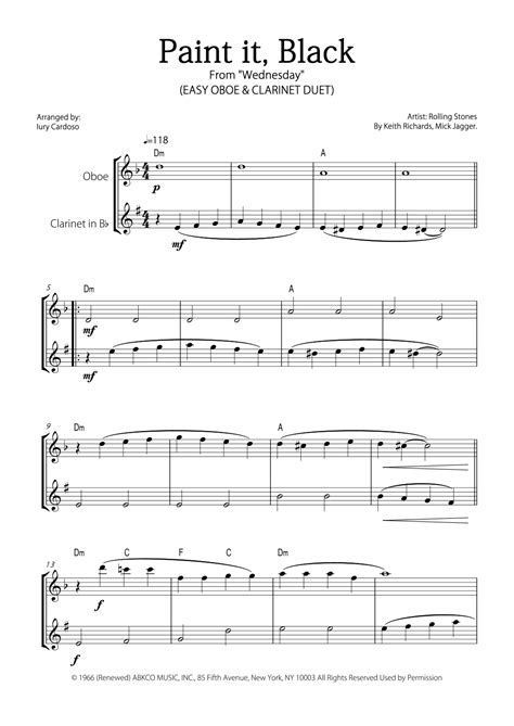 Paint It Black Arr Iury Cardoso By Rolling Stones Sheet Music For