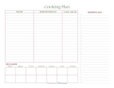 The Cooking Planner Printable Is Perfect For Planning Your Holiday Meal