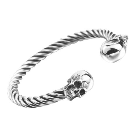 Pulseira Bracelete Masculino Caveira Punk Rock Motoqueiro Todo Em Aço