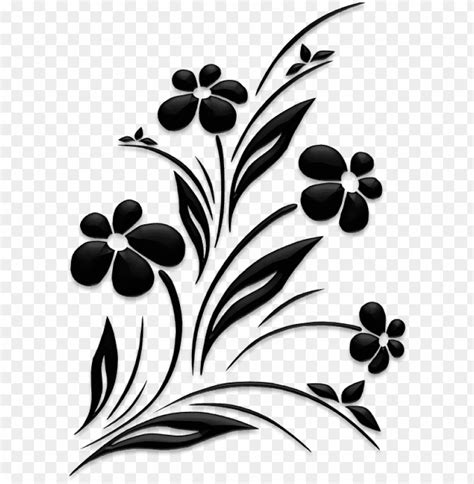 Black and White Flower Design PNG Wallpaper