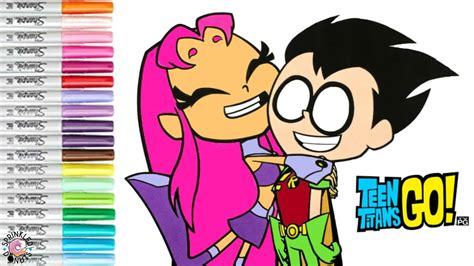 Teen Titans Go Coloring Book Page Starfire And Robin Ttg Raven Cartoon Network Youtube