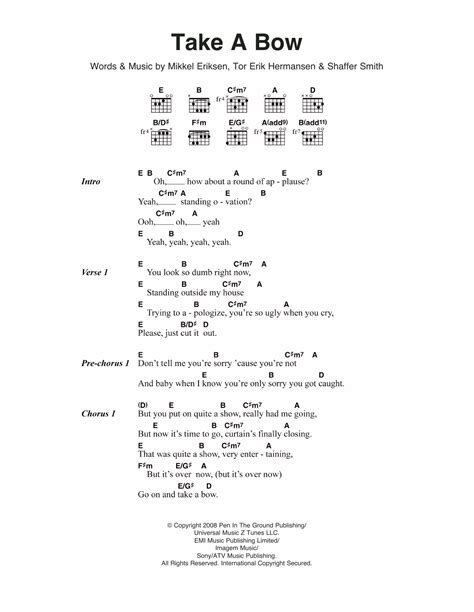 Take A Bow by Rihanna - Guitar Chords/Lyrics - Guitar Instructor