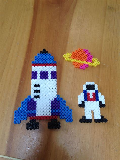 Perler Beads Rocket Astronaut And Planet Easy Perler Bead Patterns