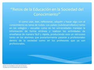 Retos de la educación en la sociedad jorge bonzi mereles PPT