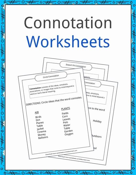 Connotation Vs Denotation Worksheet