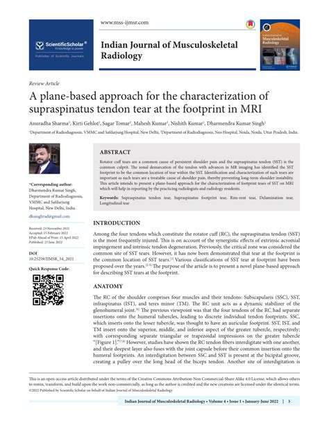 Pdf A Plane Based Approach For The Characterization Of Supraspinatus