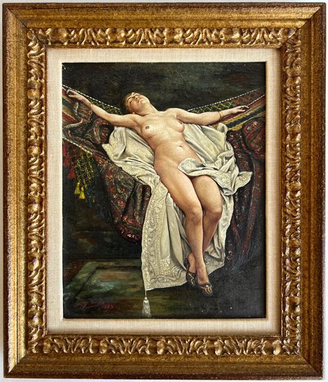 George Vaughan Curtis Female Nude In Hammock Neoclassical Oil