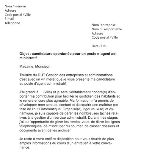 Lettre De Motivation Adjoint Administratif Recrutement