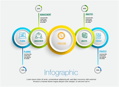 Infographic Template For 5 Circle And 4 Steps Business 4 Level Modern