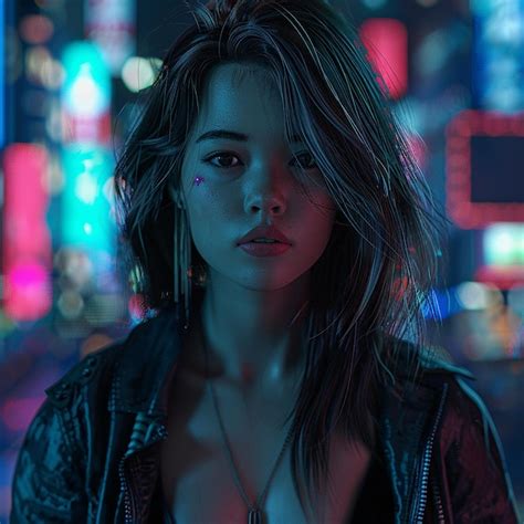 Premium Photo Photo Of A Cyberpunk Woman In Night City