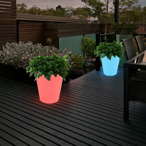 RGB LED lumière solaire pot de fleur design jardin décoration plante