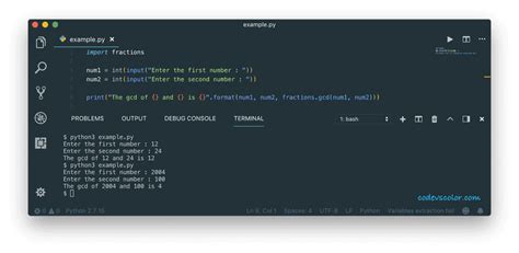 Python Program To Find The Gcd Of Two Numbers Using Fractions Module Codevscolor