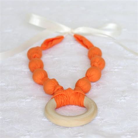 Teething Ring Necklace Nursing Necklace In Orange Etsy Nursing