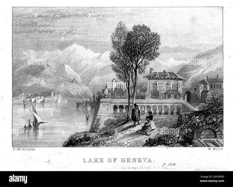 Lake Of Geneva Engraving By William Miller After D Mckenzie Stock Photo