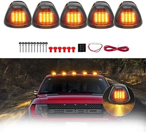 Amazon 5Pcs Smoke Cab Lights Amber LED Marker Roof Running Top