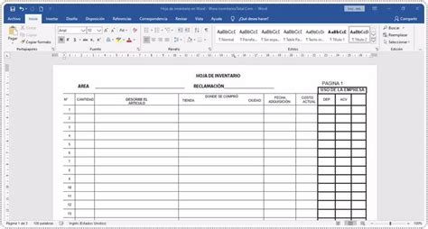 Plantilla De Inventario Para Descargar En