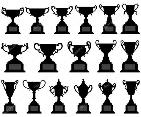 Trofeo taza silueta negro conjunto vector gráfico vectorial leremy