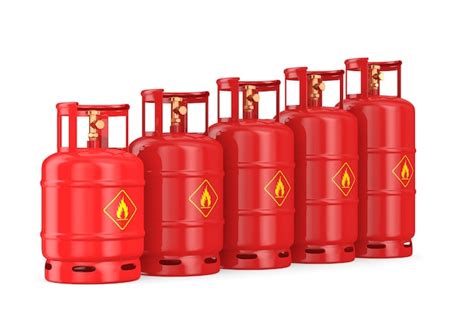 Premium Photo Row Gas Cylinders On White Background Isolated 3d