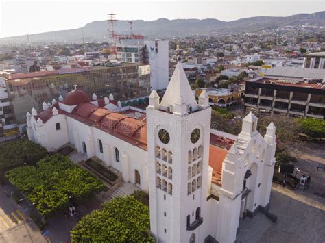 Aerial Drone Shot Of San Marcos Cathedral Tuxtla Gutierrez Chiapas