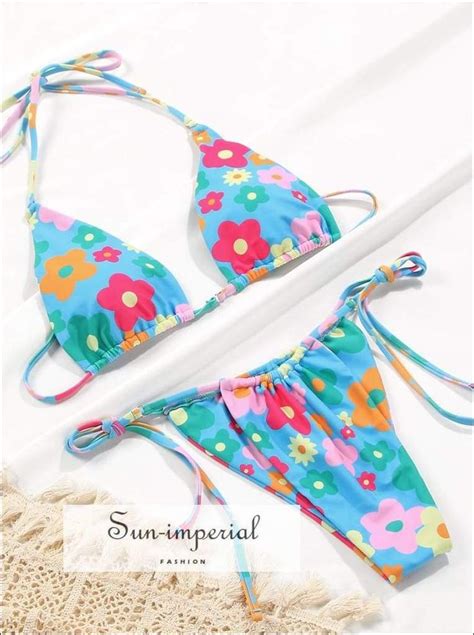 Women Blue Floral Underwire Spliced Bikini Set SUN IMPERIAL United