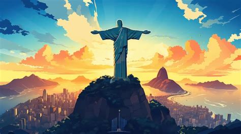 Premium AI Image | Christ the Redeemer Poster in the Evening with Blue ...