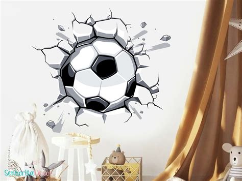 Adesivo de Parede Bola de Futebol Buraco 3d Decoração Elo7