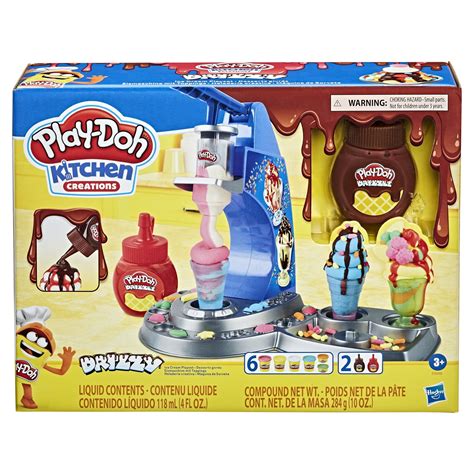 Play-Doh Kitchen Creations Drizzy Ice Cream Toy Food Maker Set - 6 ...