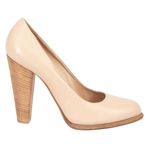 Céline Women s Nude Leather Stacked Heel Pumps For Sale at stDibs