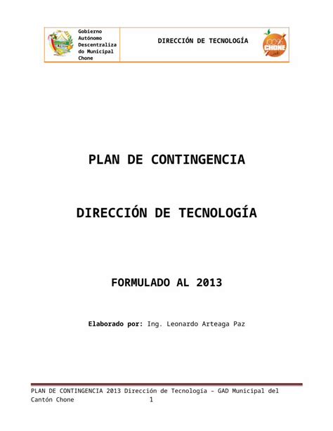 Docx Plan De Contingencia Docx Dokumen Tips