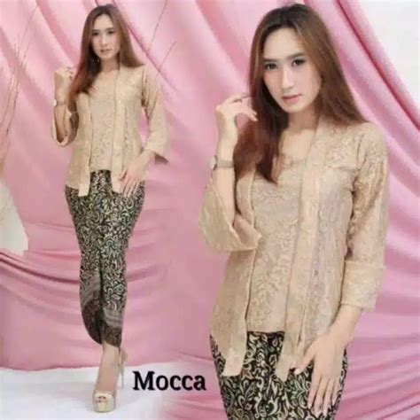 Jual Riantidailly Setelan Baju Kebaya Brokat Kutubaru Wanita Modern