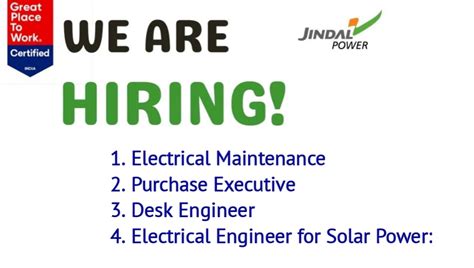 Jindal Power Limited Recruitment Electrical Engineer Job