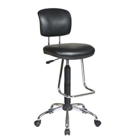 Scranton & Co Faux Leather Drafting Chair with Footrest in Black ...