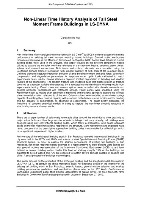 PDF Non Linear Time History Analysis Of Tall Steel Moment Frame