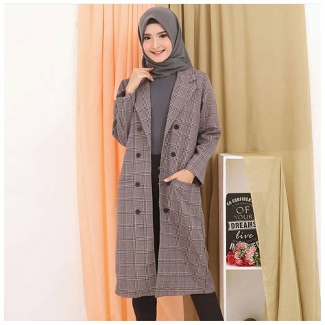 Jual Yoona Long Coat Blazer Outer Kantor Panjang Wanita Long Coat