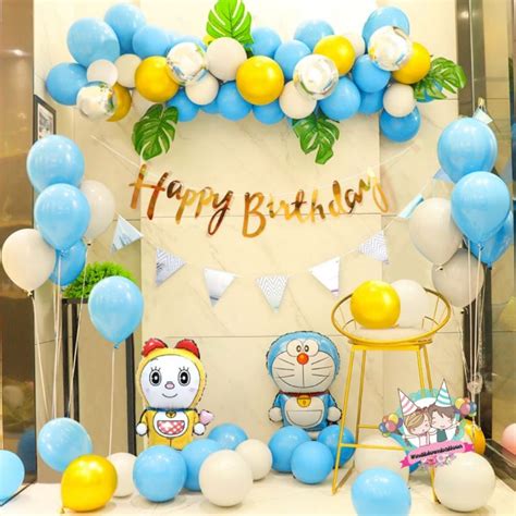 Jual Windblown Balon Set Birthday Hbd Anak Doraemon Ulang Tahun Bday