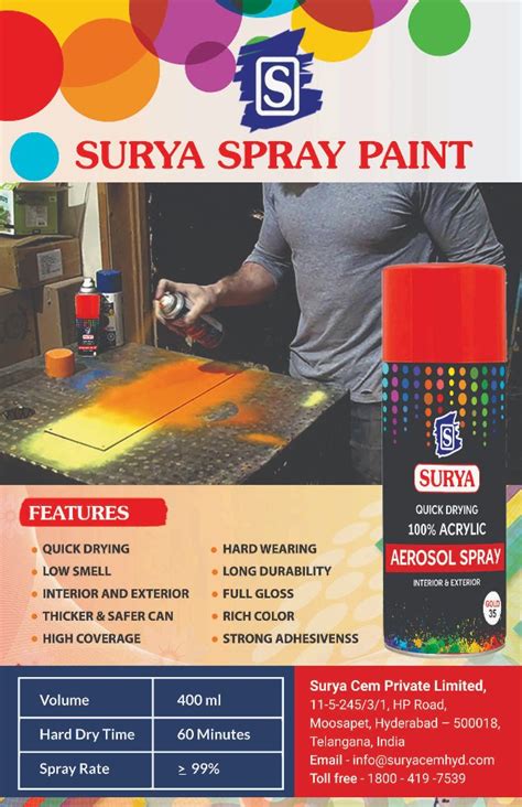 SURYA AEROSOL SPRAY PAINT Packaging Type Tin At Best Price In